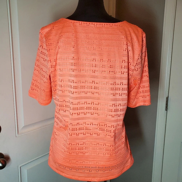 APT. 9 Crewneck Two Layer Short Sleeve Knit Top Shirt Coral Pink Size PL - Picture 14 of 14